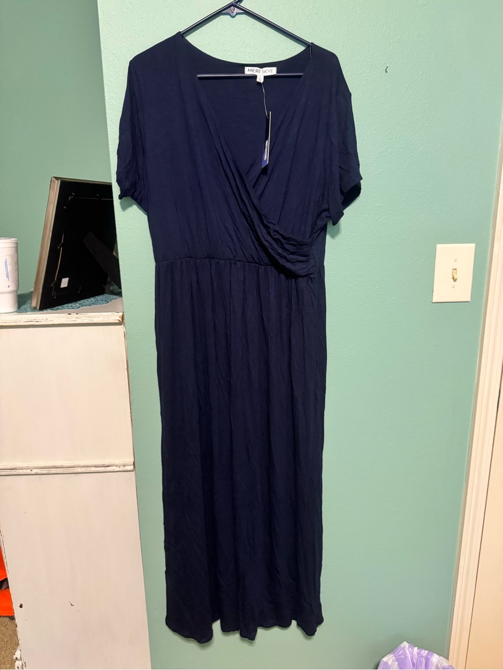 Mer Sea Navy Wrap-Style Maxi Dress